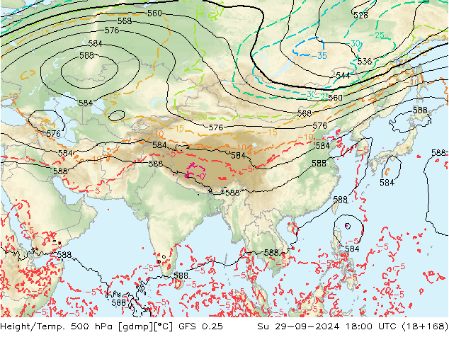 Z500/Regen(+SLP)/Z850 GFS 0.25 zo 29.09.2024 18 UTC