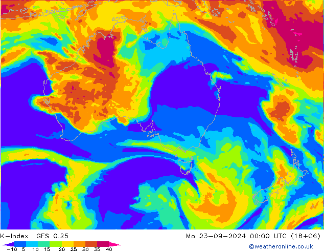 K-Index GFS 0.25 Mo 23.09.2024 00 UTC