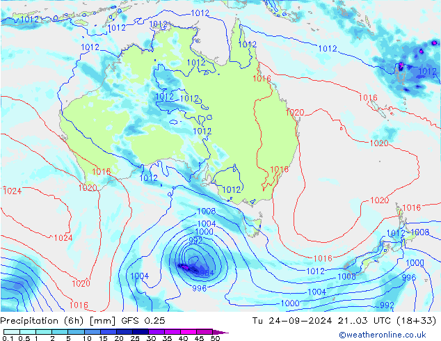 Z500/Rain (+SLP)/Z850 GFS 0.25 вт 24.09.2024 03 UTC