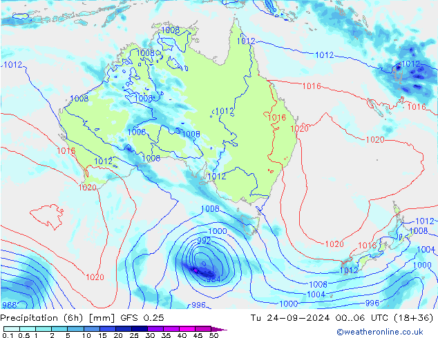 Z500/Yağmur (+YB)/Z850 GFS 0.25 Sa 24.09.2024 06 UTC