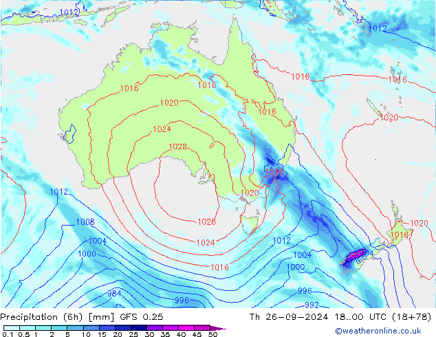 Z500/Rain (+SLP)/Z850 GFS 0.25 Qui 26.09.2024 00 UTC