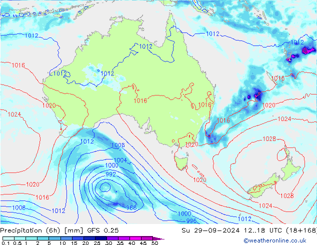 Z500/Rain (+SLP)/Z850 GFS 0.25 dim 29.09.2024 18 UTC