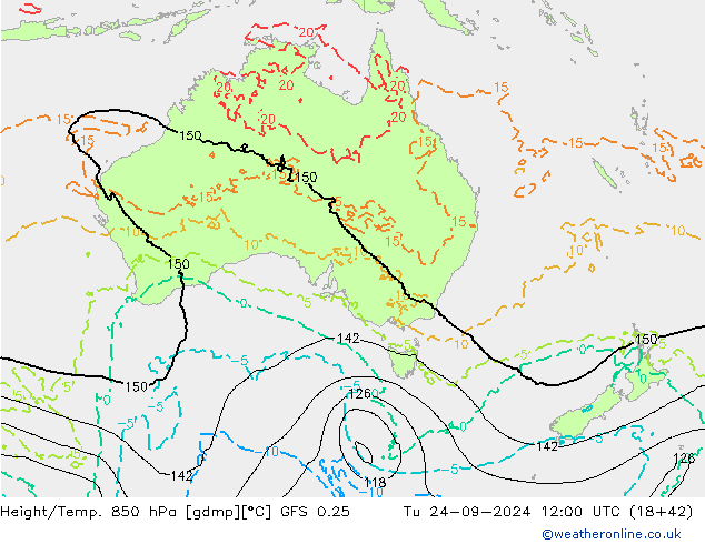 Z500/Regen(+SLP)/Z850 GFS 0.25 di 24.09.2024 12 UTC