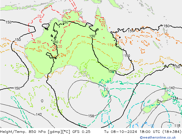 Z500/Regen(+SLP)/Z850 GFS 0.25 di 08.10.2024 18 UTC