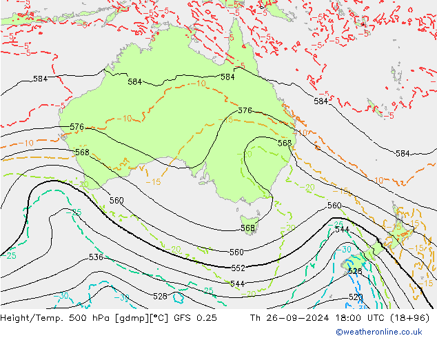 Z500/Rain (+SLP)/Z850 GFS 0.25 чт 26.09.2024 18 UTC