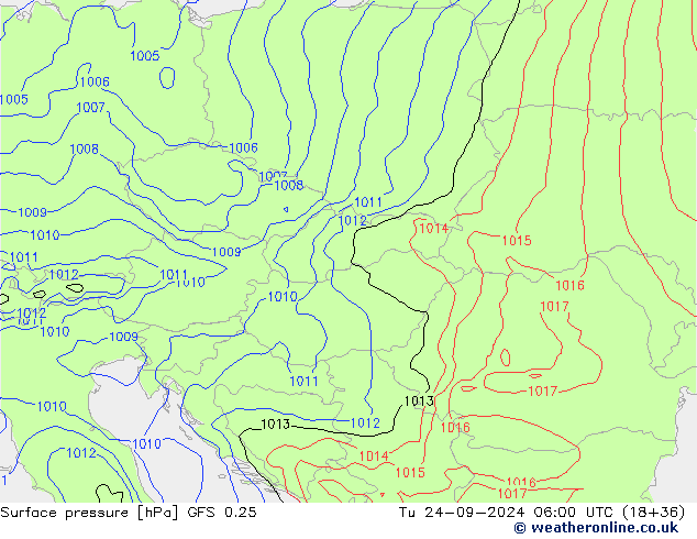 GFS 0.25: Út 24.09.2024 06 UTC