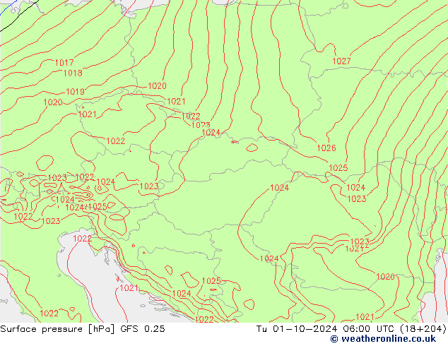 GFS 0.25: Út 01.10.2024 06 UTC