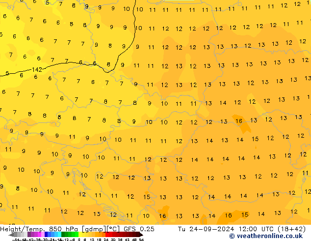 Z500/Rain (+SLP)/Z850 GFS 0.25 Tu 24.09.2024 12 UTC