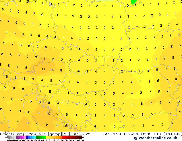 Z500/Yağmur (+YB)/Z850 GFS 0.25 Pzt 30.09.2024 18 UTC