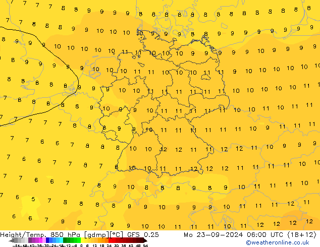 Z500/Rain (+SLP)/Z850 GFS 0.25 pon. 23.09.2024 06 UTC