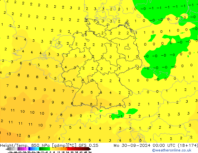 Z500/Yağmur (+YB)/Z850 GFS 0.25 Pzt 30.09.2024 00 UTC