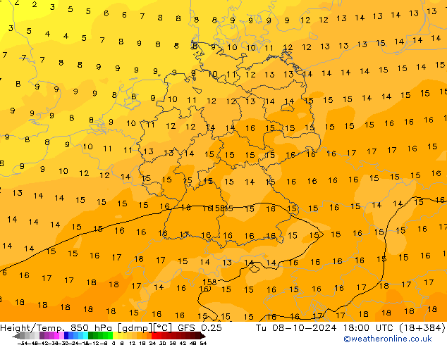 Z500/Rain (+SLP)/Z850 GFS 0.25 mar 08.10.2024 18 UTC