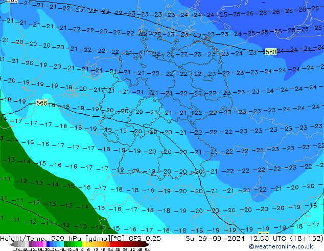 Z500/Rain (+SLP)/Z850 GFS 0.25 Вс 29.09.2024 12 UTC