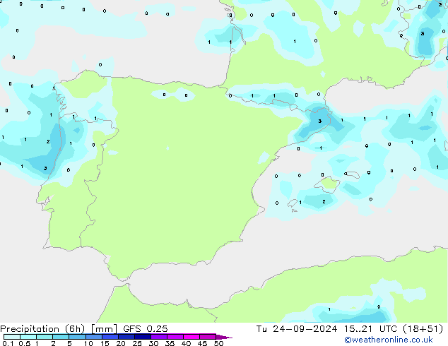 Z500/Rain (+SLP)/Z850 GFS 0.25 Tu 24.09.2024 21 UTC