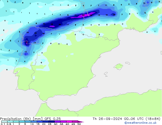 Z500/Rain (+SLP)/Z850 GFS 0.25 Th 26.09.2024 06 UTC