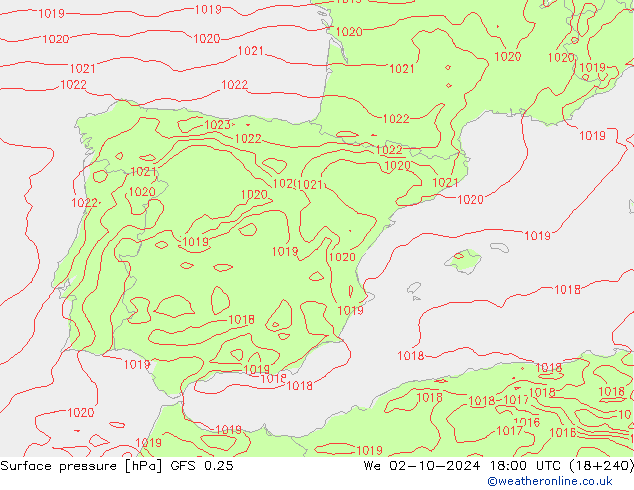 GFS 0.25: wo 02.10.2024 18 UTC