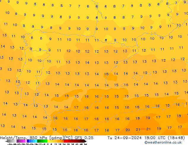 Z500/Rain (+SLP)/Z850 GFS 0.25 вт 24.09.2024 18 UTC