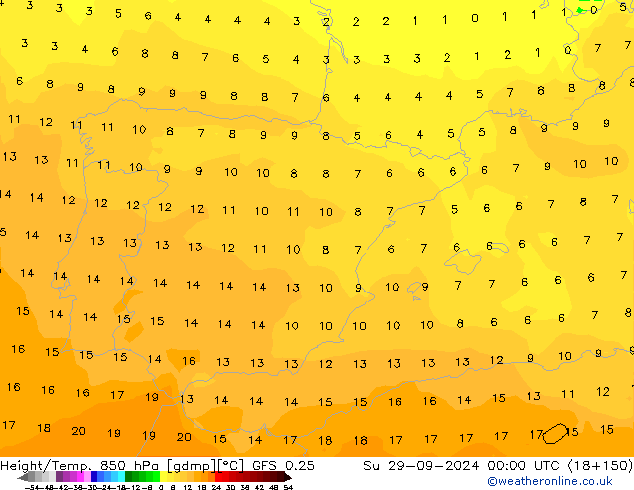 Z500/Rain (+SLP)/Z850 GFS 0.25 Dom 29.09.2024 00 UTC