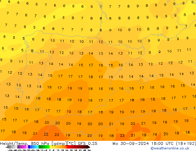 Z500/Rain (+SLP)/Z850 GFS 0.25 Mo 30.09.2024 18 UTC