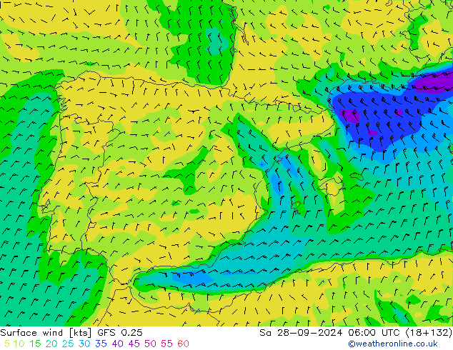 ветер 10 m GFS 0.25 сб 28.09.2024 06 UTC