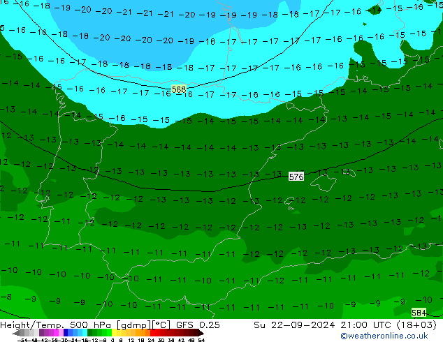 Z500/Rain (+SLP)/Z850 GFS 0.25 Dom 22.09.2024 21 UTC