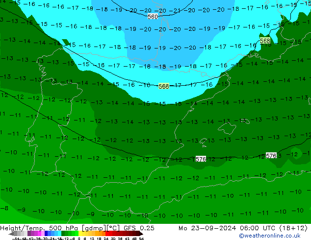 Z500/Rain (+SLP)/Z850 GFS 0.25 Mo 23.09.2024 06 UTC