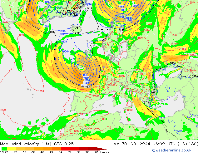 Max. wind velocity GFS 0.25 Po 30.09.2024 06 UTC