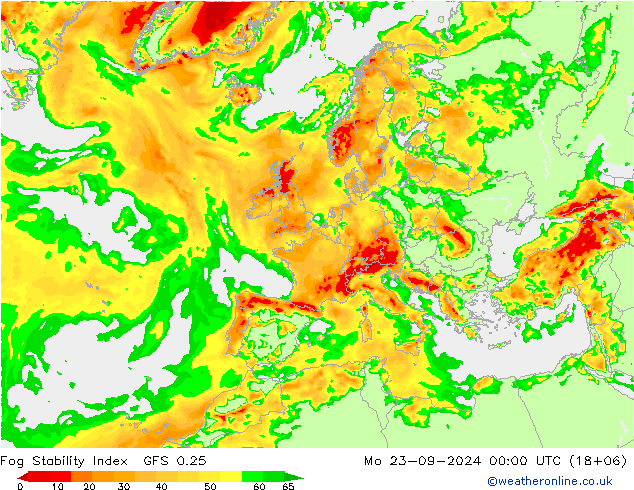 Fog Stability Index GFS 0.25 星期一 23.09.2024 00 UTC