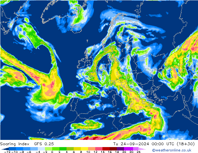 Soaring Index GFS 0.25 Ter 24.09.2024 00 UTC