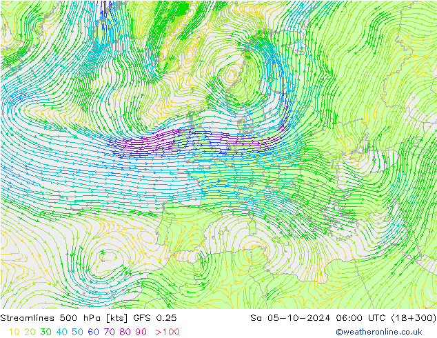  500 hPa GFS 0.25  05.10.2024 06 UTC