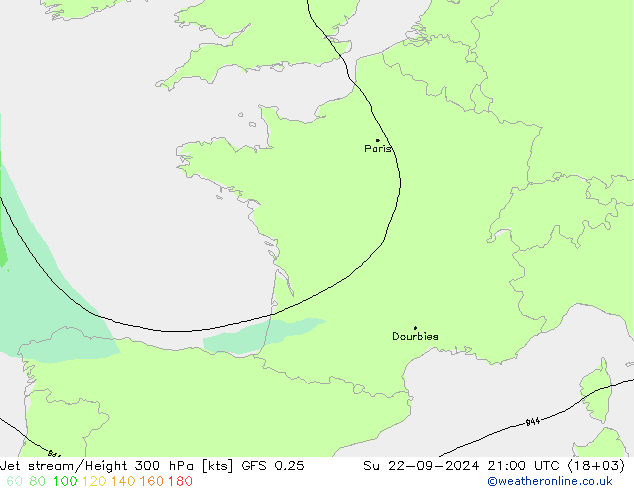 Straalstroom GFS 0.25 zo 22.09.2024 21 UTC