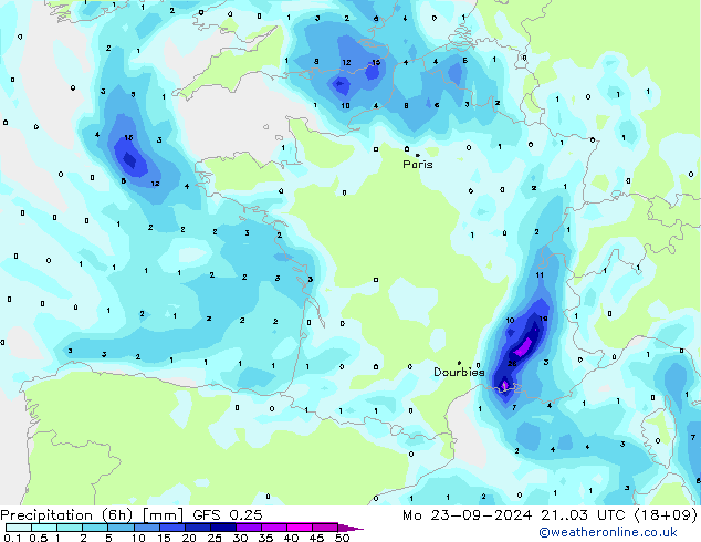 Z500/Yağmur (+YB)/Z850 GFS 0.25 Pzt 23.09.2024 03 UTC