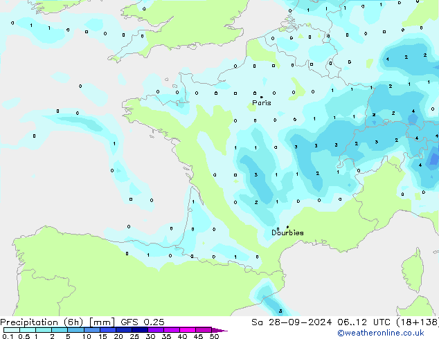 Z500/Rain (+SLP)/Z850 GFS 0.25 sáb 28.09.2024 12 UTC