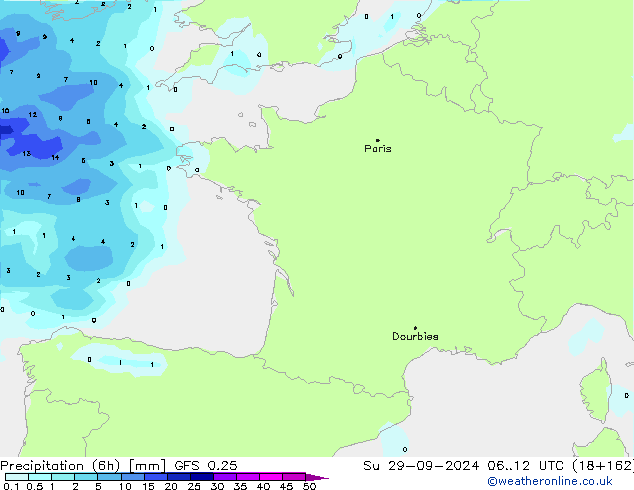 Z500/Rain (+SLP)/Z850 GFS 0.25 Su 29.09.2024 12 UTC