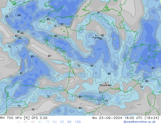 RV 700 hPa GFS 0.25 ma 23.09.2024 18 UTC