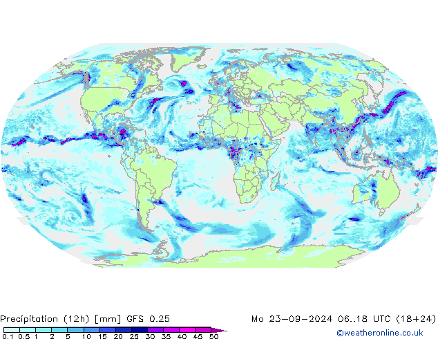 Nied. akkumuliert (12Std) GFS 0.25 Mo 23.09.2024 18 UTC