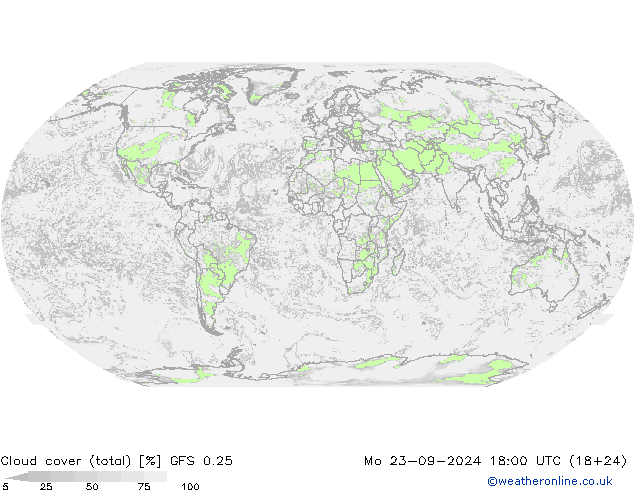 облака (сумма) GFS 0.25 пн 23.09.2024 18 UTC