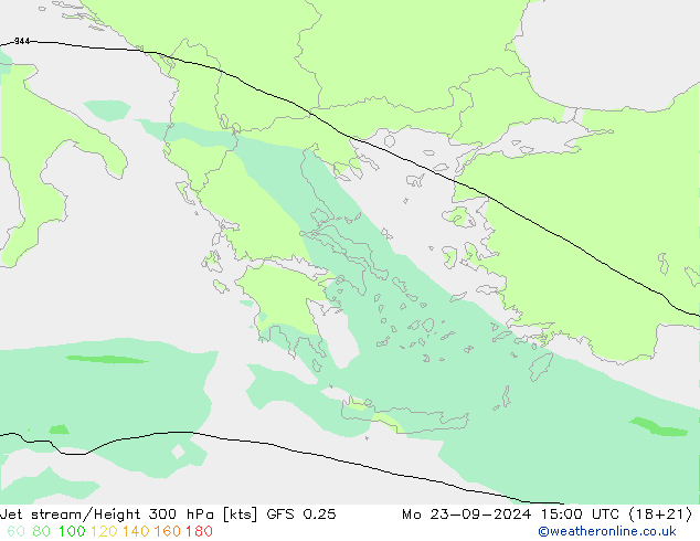 Jet stream/Height 300 hPa GFS 0.25 Mo 23.09.2024 15 UTC