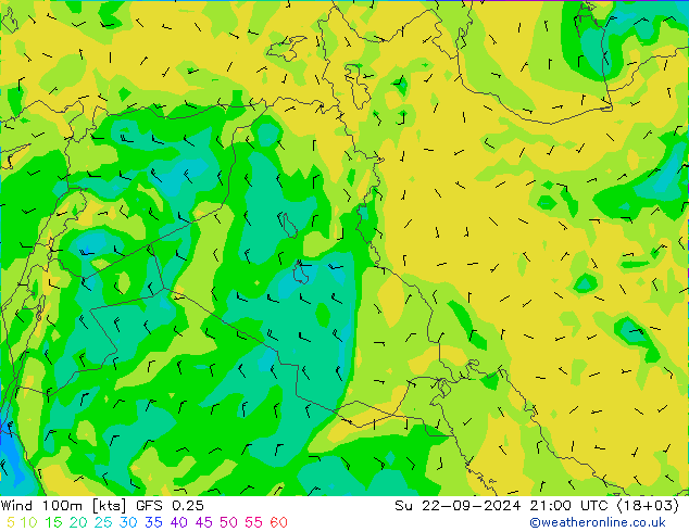 Wind 100m GFS 0.25 Su 22.09.2024 21 UTC