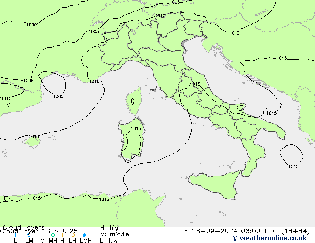 Cloud layer GFS 0.25 Th 26.09.2024 06 UTC