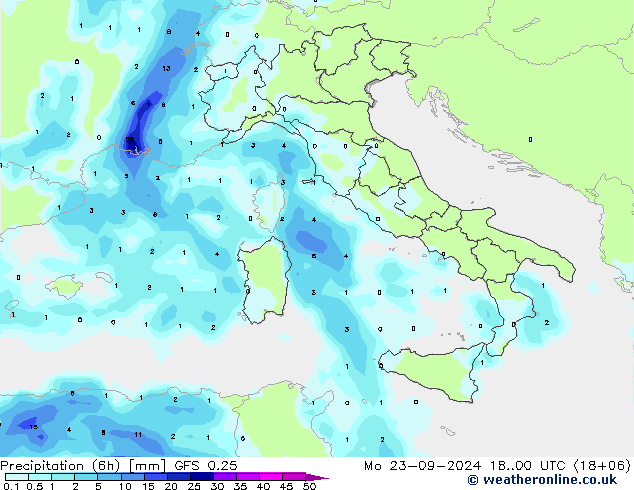 Z500/Rain (+SLP)/Z850 GFS 0.25 Po 23.09.2024 00 UTC