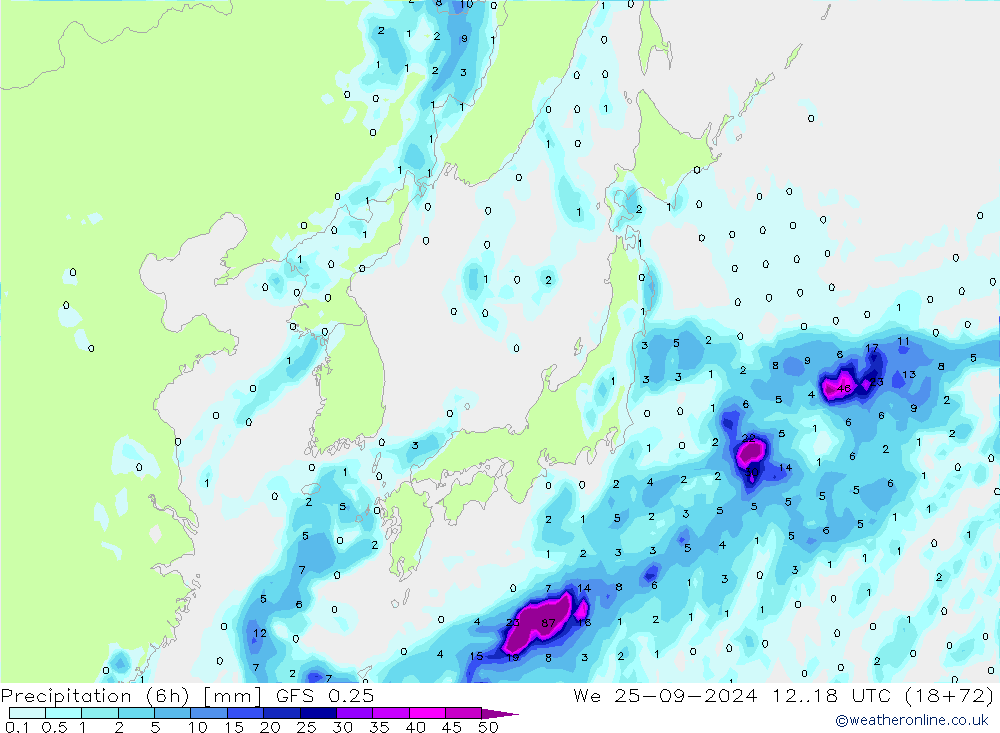 Z500/Yağmur (+YB)/Z850 GFS 0.25 Çar 25.09.2024 18 UTC