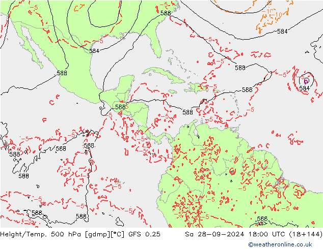 Z500/Rain (+SLP)/Z850 GFS 0.25 Sáb 28.09.2024 18 UTC