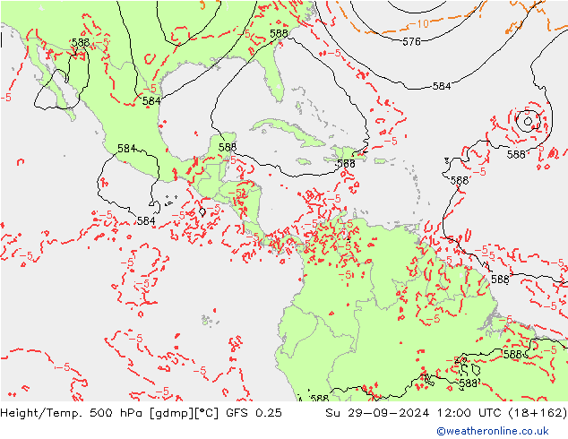 Z500/Regen(+SLP)/Z850 GFS 0.25 zo 29.09.2024 12 UTC