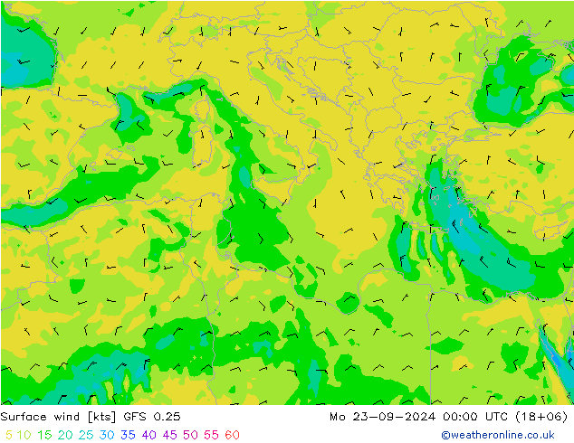 Surface wind GFS 0.25 Mo 23.09.2024 00 UTC