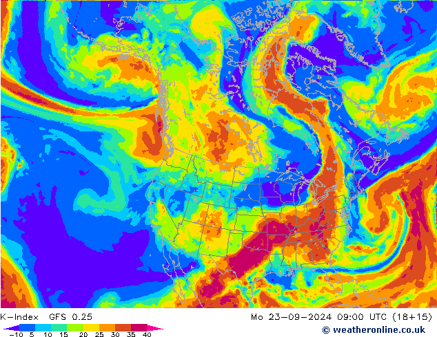 K-Index GFS 0.25 lun 23.09.2024 09 UTC