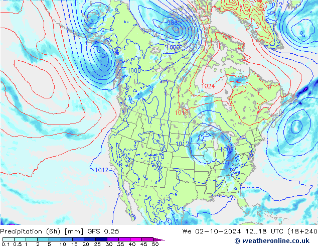 Z500/Rain (+SLP)/Z850 GFS 0.25 St 02.10.2024 18 UTC