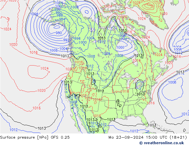 Surface pressure GFS 0.25 Mo 23.09.2024 15 UTC