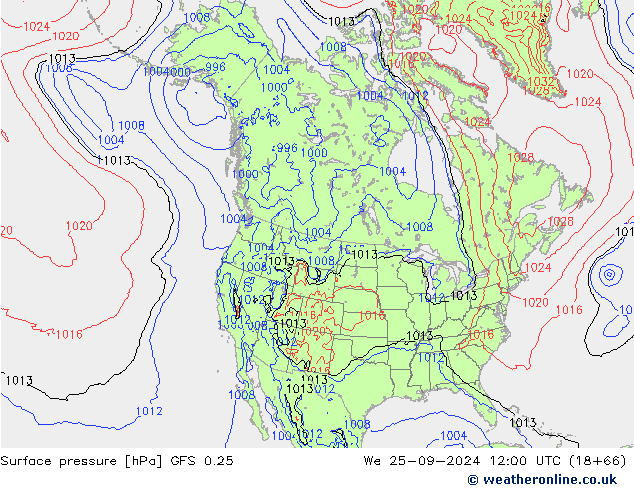 GFS 0.25: Qua 25.09.2024 12 UTC