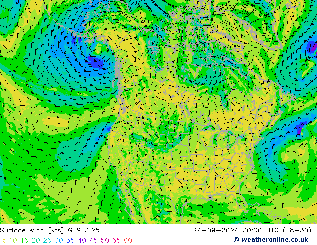 Viento 10 m GFS 0.25 mar 24.09.2024 00 UTC